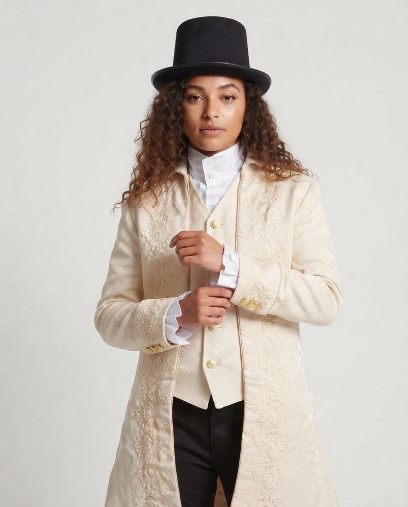 Damen elegante Frackjacke mit kunstvollen Verzierungen Drune