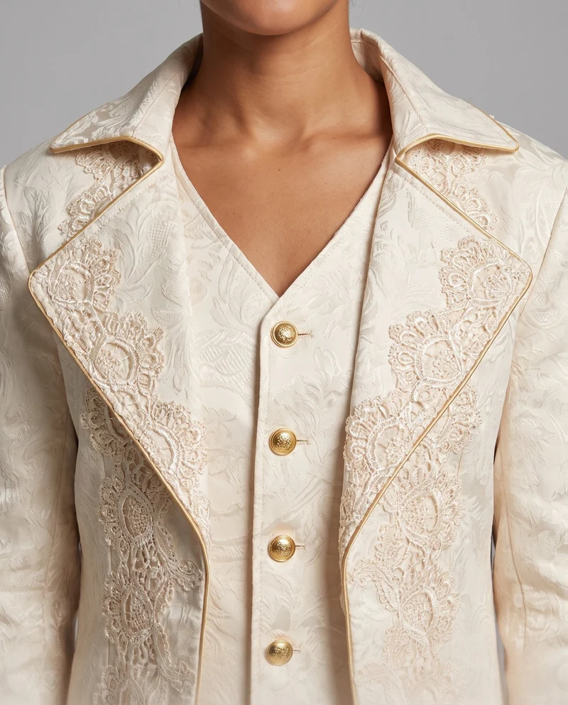 Damen elegante Frackjacke mit kunstvollen Verzierungen Drune