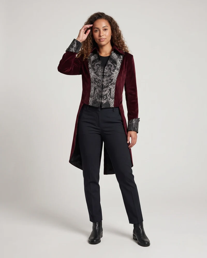 Damen elegante Kostümjacke mit barockem Design und geschlossenen Manschetten Drune