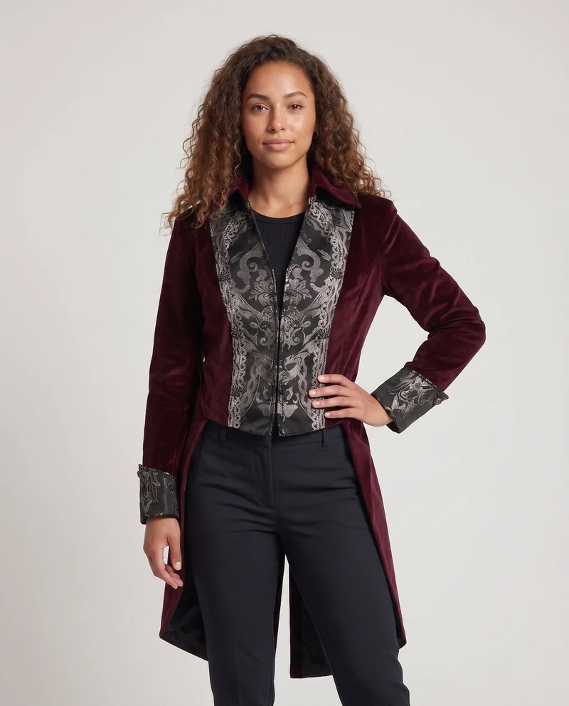 Damen elegante Kostümjacke mit barockem Design und geschlossenen Manschetten Drune