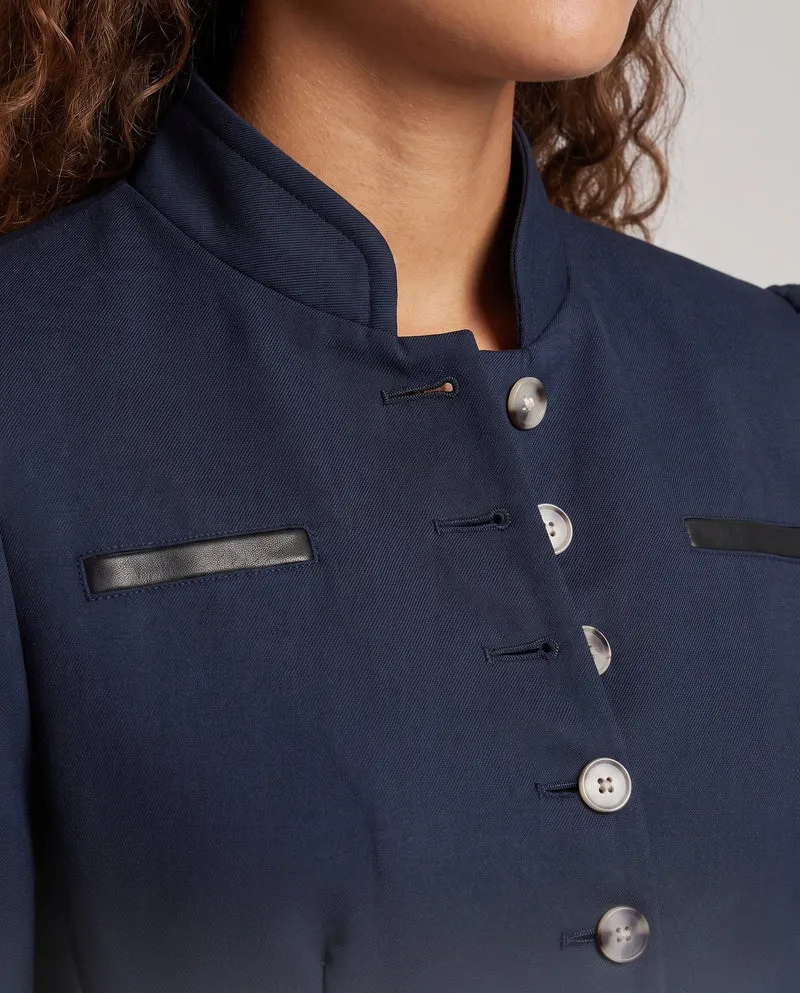 Damen elegante Kurzjacke mit dekorativen Knopfdetails Drune
