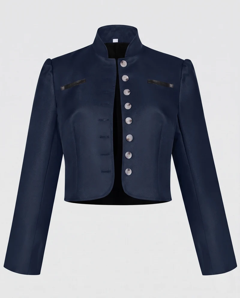 Damen elegante Kurzjacke mit dekorativen Knopfdetails Drune