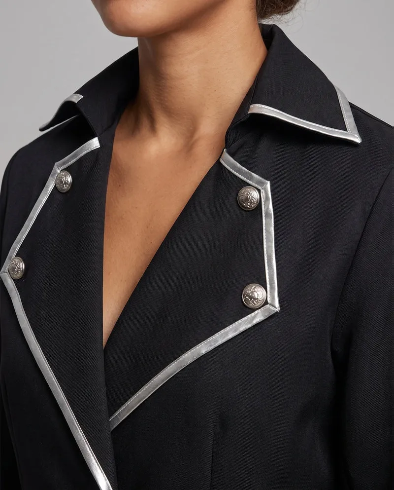 Damen eleganter Gothic-Mantel mit asymmetrischem Saum und dekorativem Kragen Drune