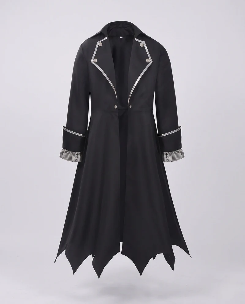 Damen eleganter Gothic-Mantel mit asymmetrischem Saum und dekorativem Kragen Drune