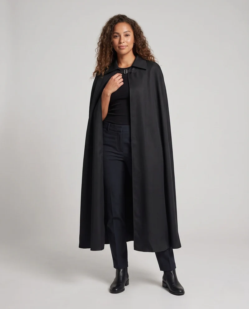 Damen eleganter Kapuzenumhang aus luxuriösem, schimmerndem Stoff Drune