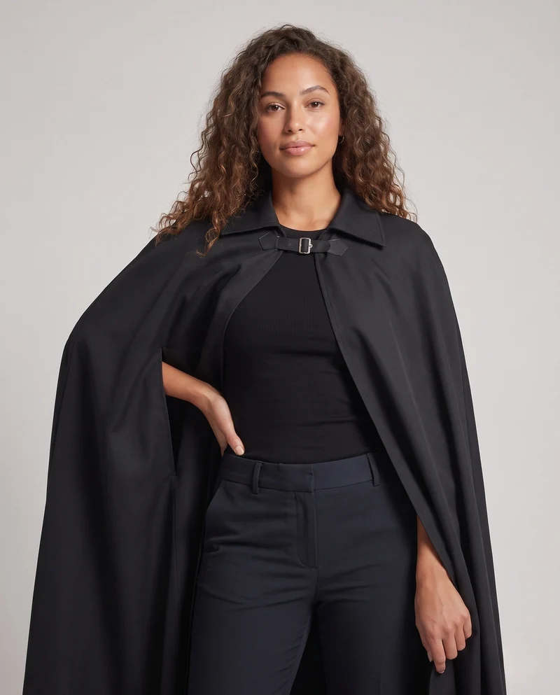 Damen eleganter Kapuzenumhang aus luxuriösem, schimmerndem Stoff Drune