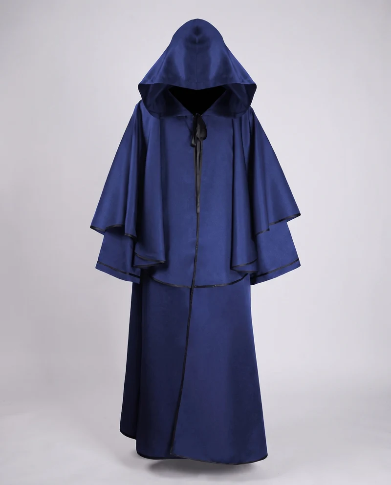 Damen eleganter Kapuzenumhang mit fließendem Schnitt und weiten Ärmeln Drune