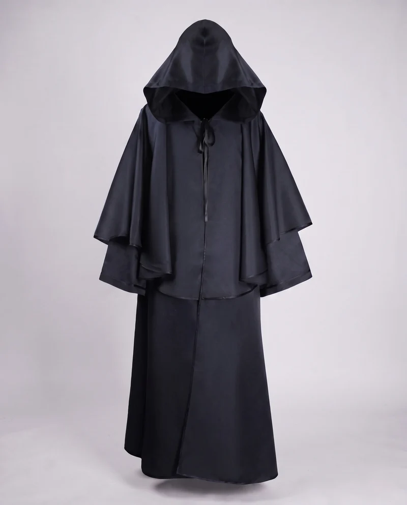 Damen eleganter Kapuzenumhang mit fließendem Schnitt und weiten Ärmeln Drune