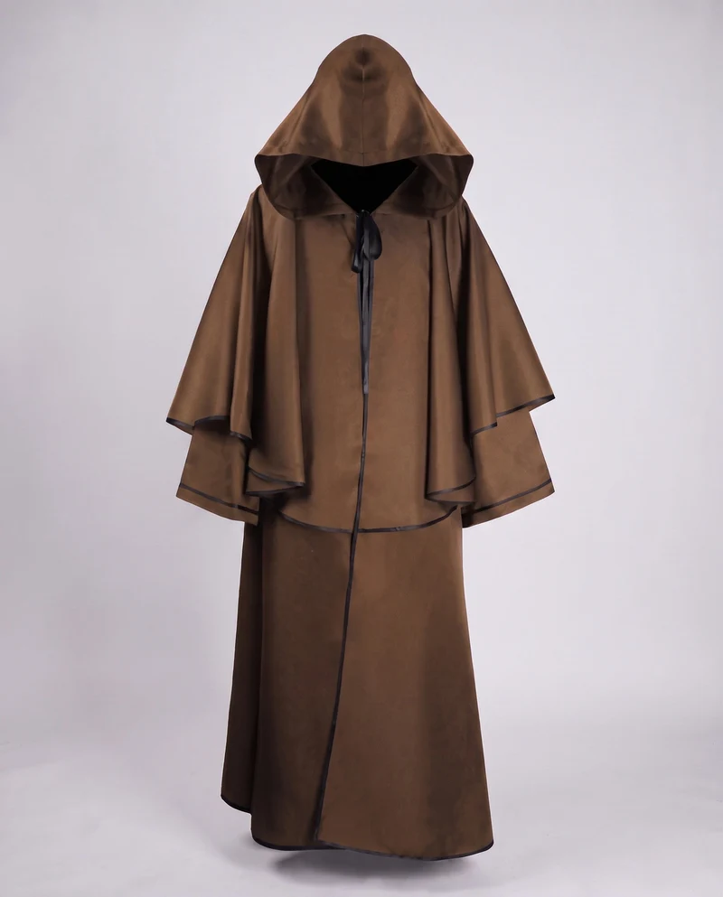 Damen eleganter Kapuzenumhang mit fließendem Schnitt und weiten Ärmeln Drune