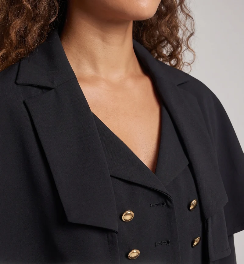 Damen eleganter Langmantel mit Statement-Ärmeln Drune