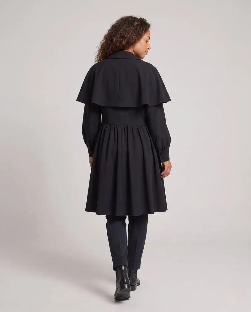 Damen eleganter Langmantel mit Statement-Ärmeln Drune