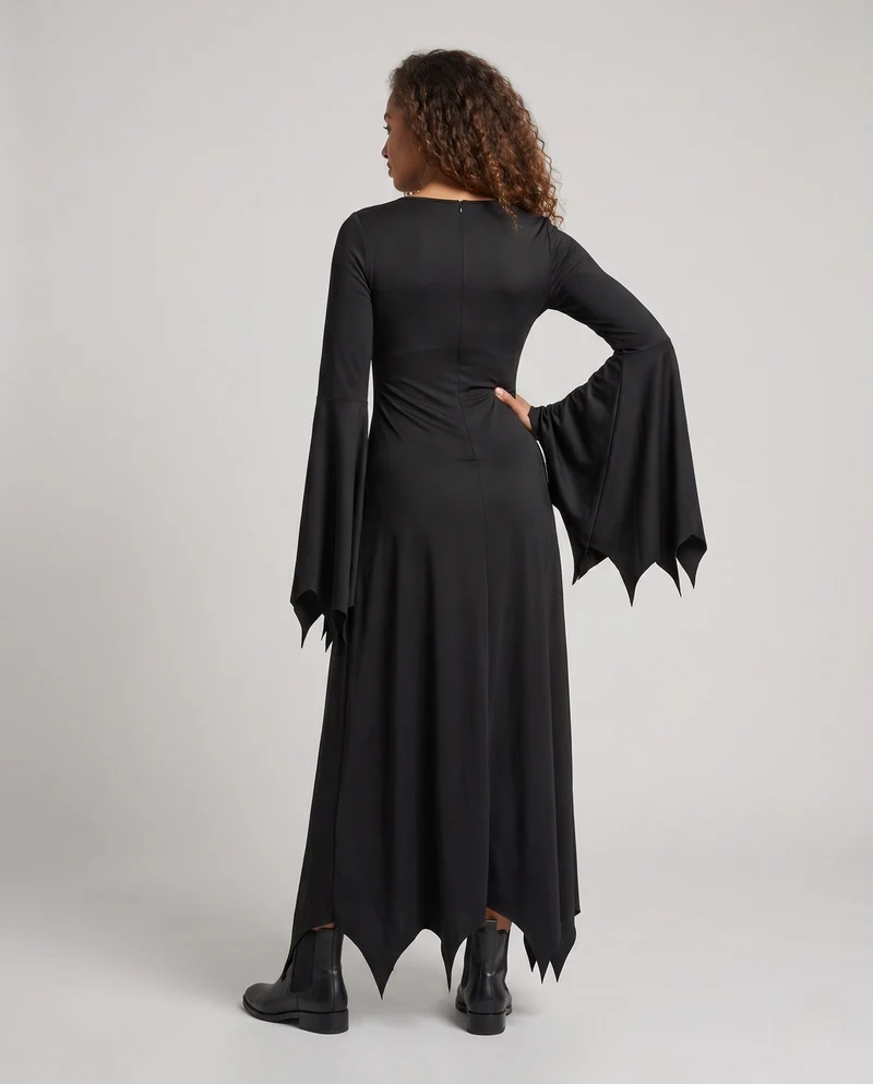 Damen elegantes Kleid mit schwingenden Ärmeln und flottem Schnitt Drune