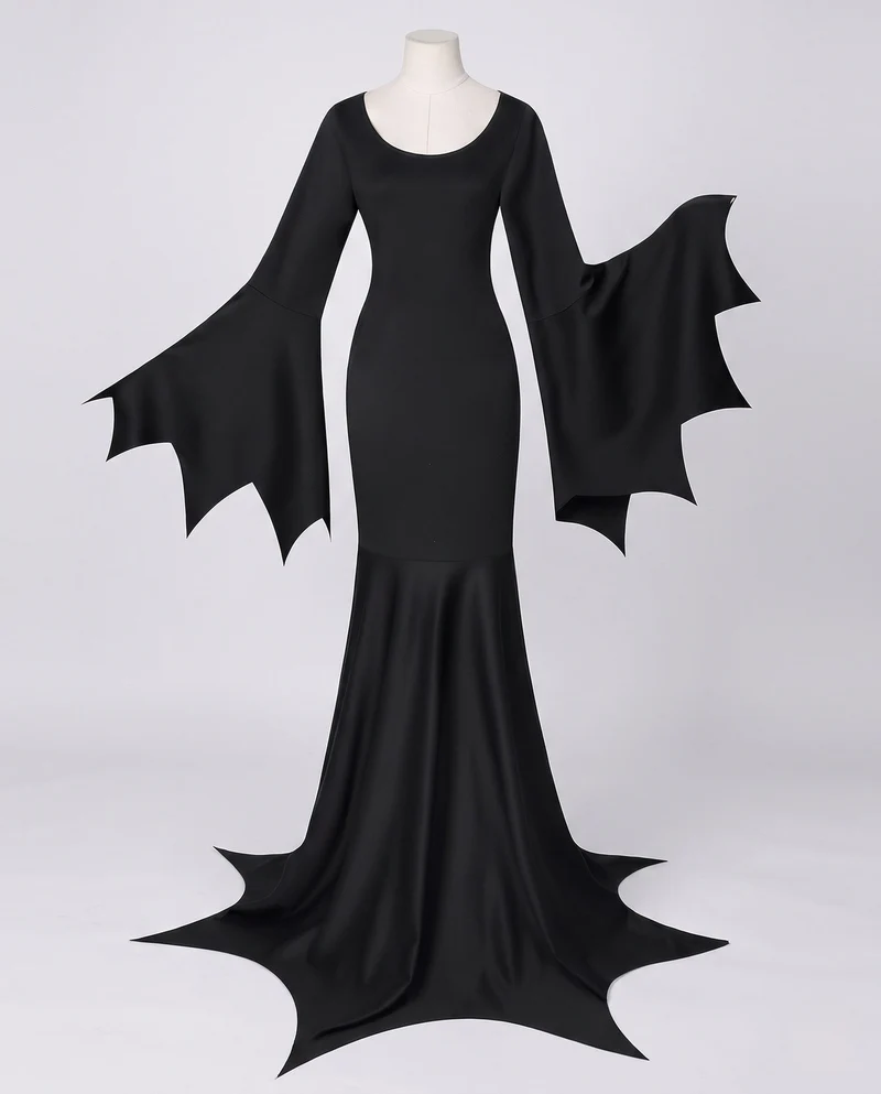Damen elegantes Kleid mit schwingenden Ärmeln und flottem Schnitt Drune