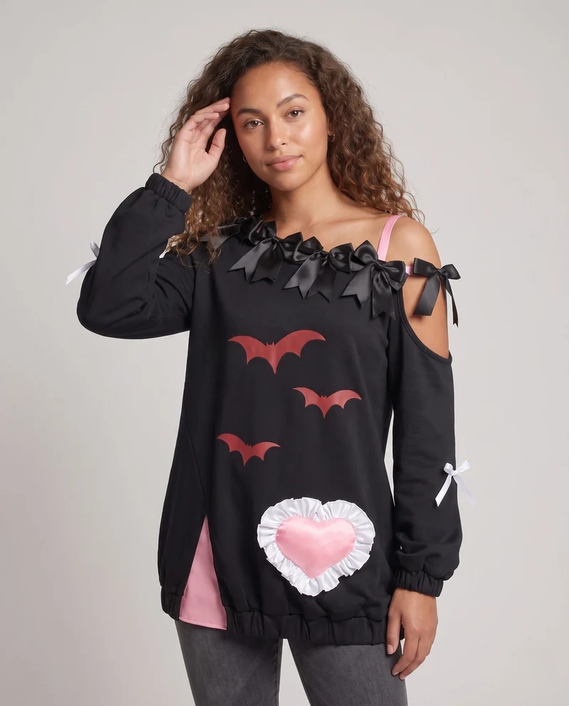 Damen Halloween-Kostümset mit schickem Oberteil, Rock und Accessoires Drune