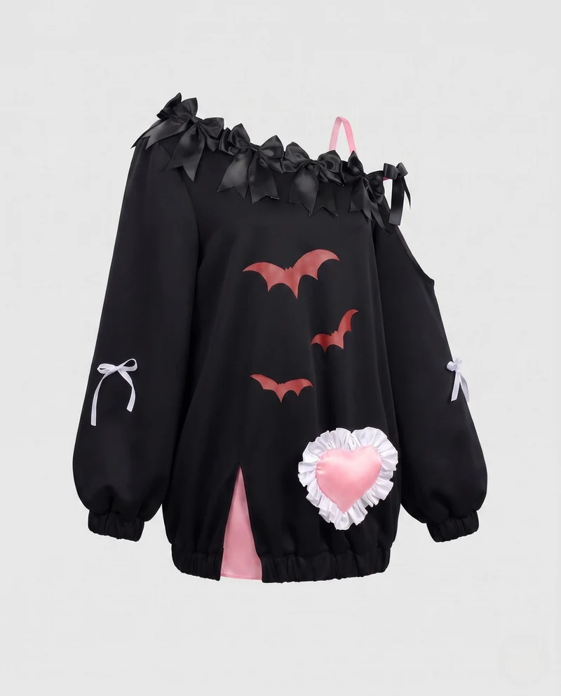 Damen Halloween-Kostümset mit schickem Oberteil, Rock und Accessoires Drune