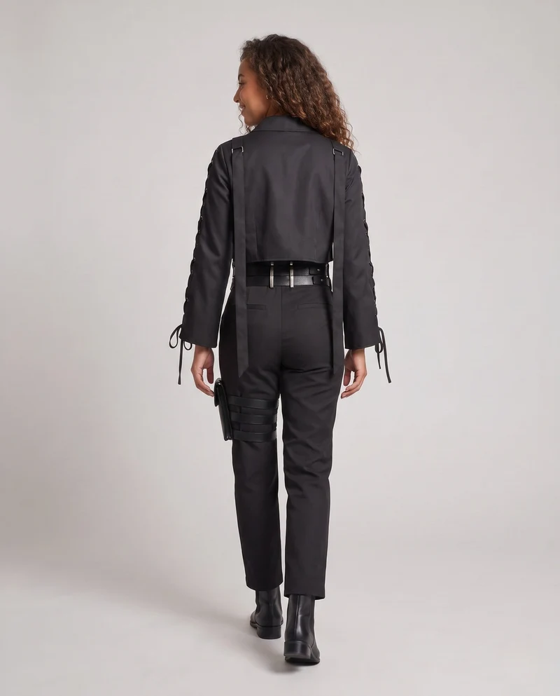 Damen historisches Kostümset mit Frackjacke, Hose, Weste und Accessoires Drune