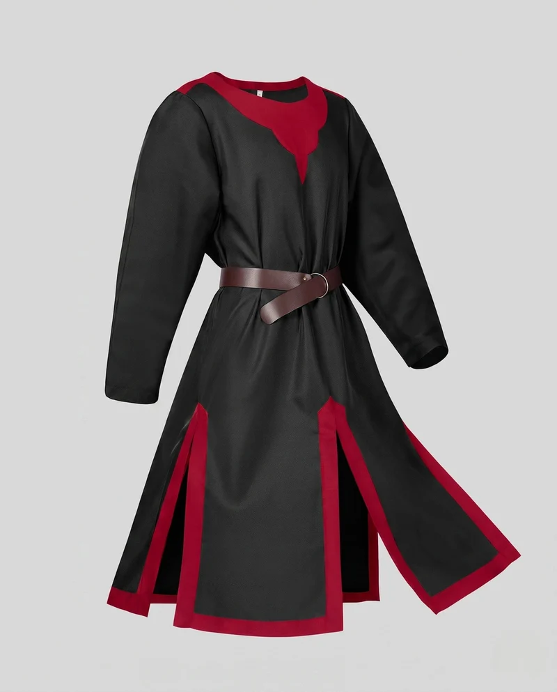 Damen historisches Mittelalterkleid mit verzierten Ärmeln und dekorativem Gürtel Drune