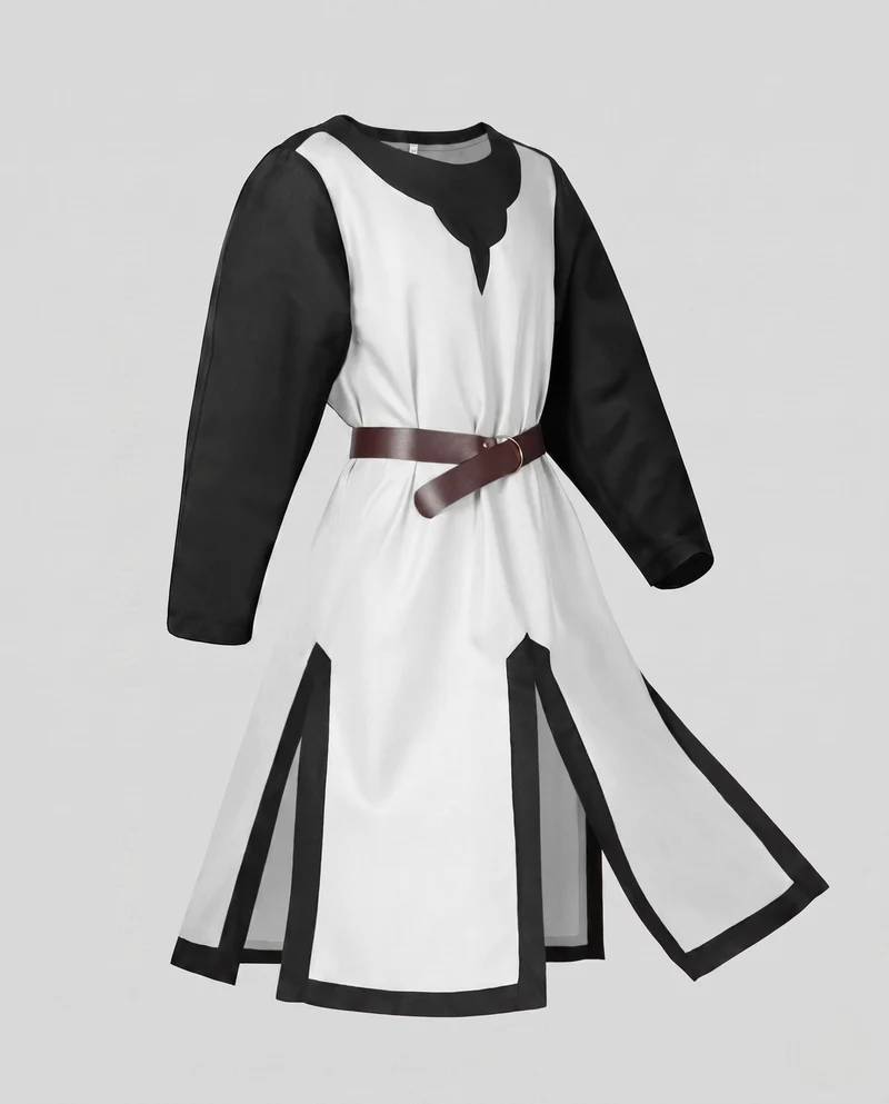 Damen historisches Mittelalterkleid mit verzierten Ärmeln und dekorativem Gürtel Drune