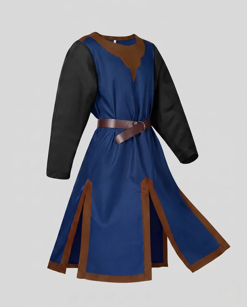 Damen historisches Mittelalterkleid mit verzierten Ärmeln und dekorativem Gürtel Drune