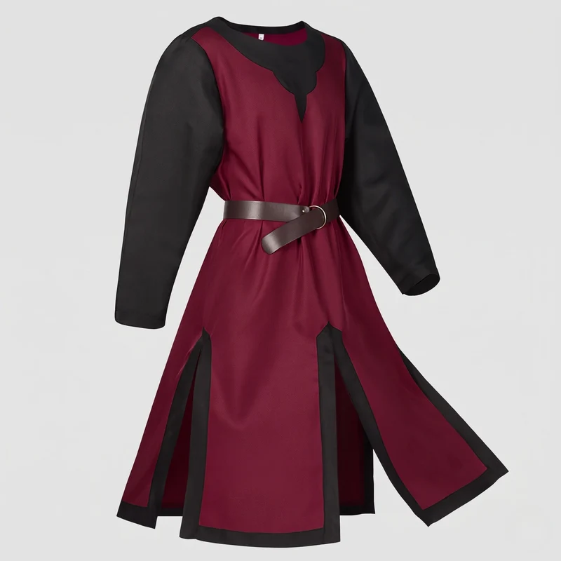 Damen historisches Mittelalterkleid mit verzierten Ärmeln und dekorativem Gürtel Drune