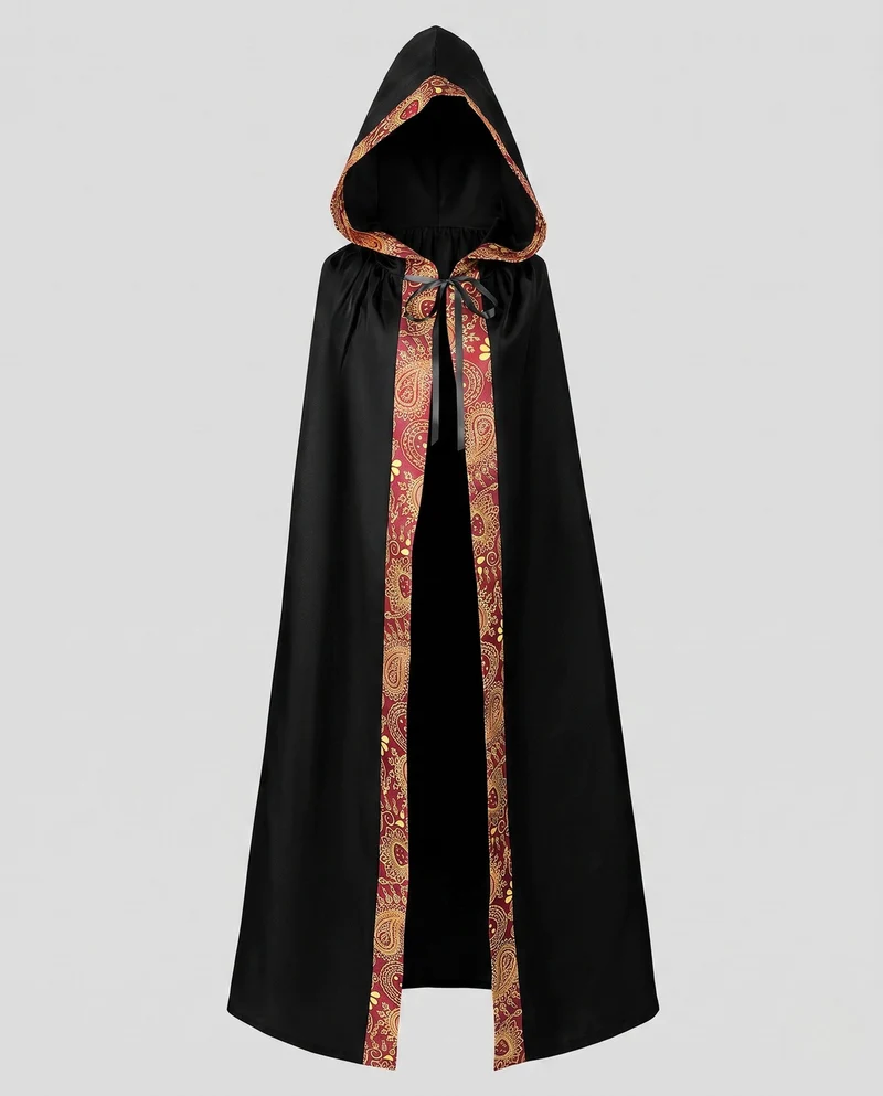Damen Kapuzenumhang mit kunstvollem Design und farbenfrohen Akzenten Drune