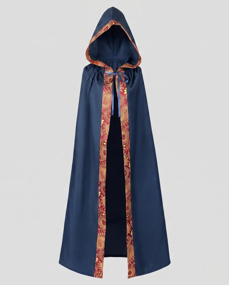 Damen Kapuzenumhang mit kunstvollem Design und farbenfrohen Akzenten Drune