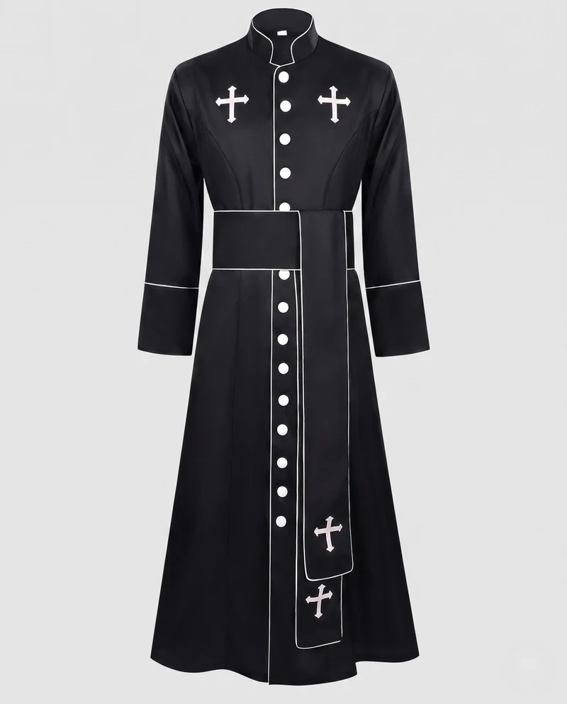 Damen Klerikales Gewand mit kunstvollen Kreuzdetails Drune