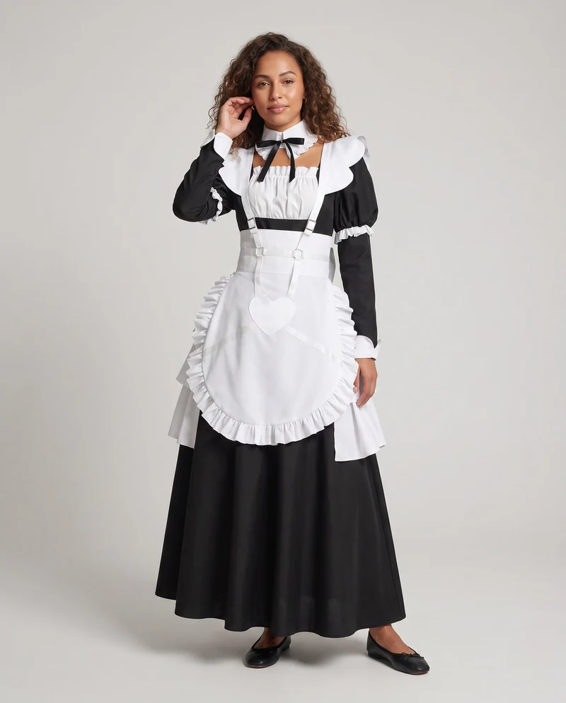 Damen Kostüm mit elegantem Schürzen-Design und Rüschendetails Drune