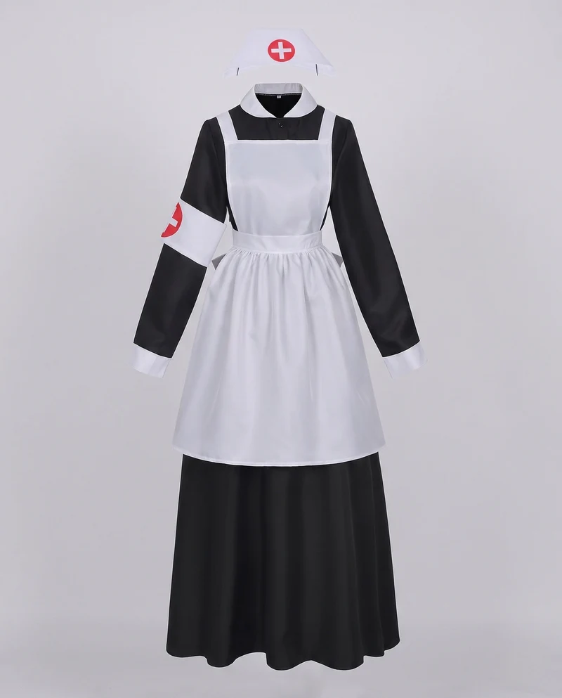 Damen Kostüm mit traditionellem Schürzen-Design und zugehörigem Zubehör Drune