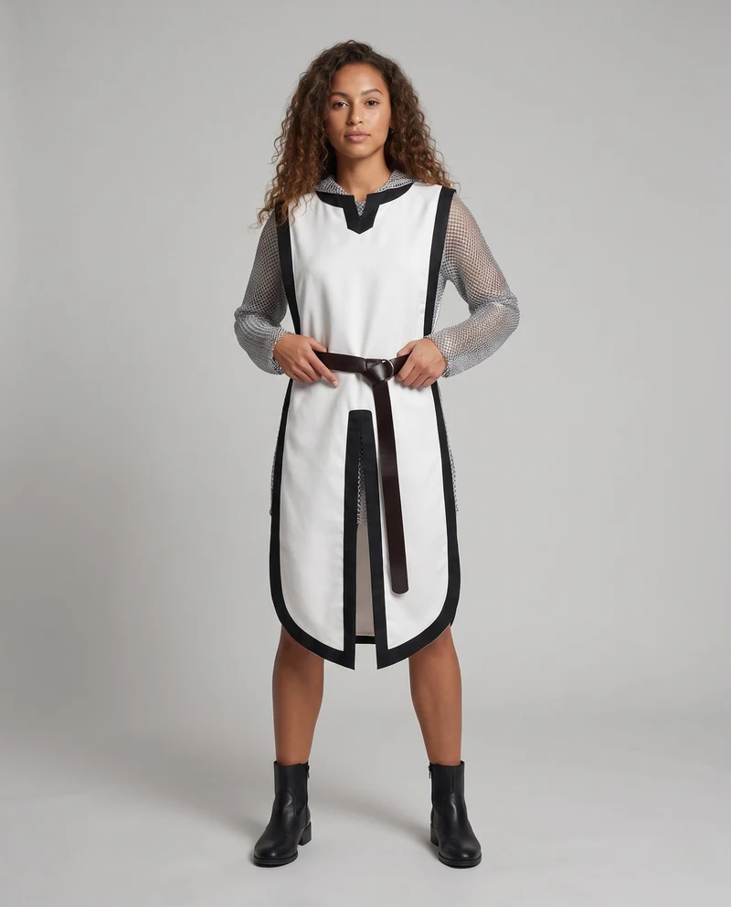 Damen Kostümset mit gestreiftem Kleid und Kettenhemd-Elementen Drune