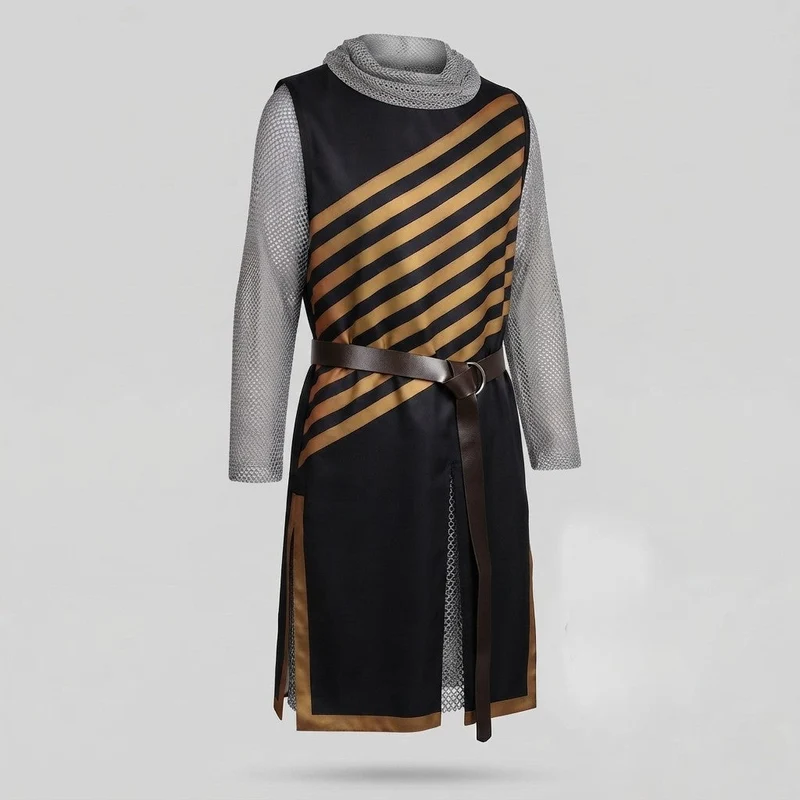 Damen Kostümset mit gestreiftem Kleid und Kettenhemd-Elementen Drune