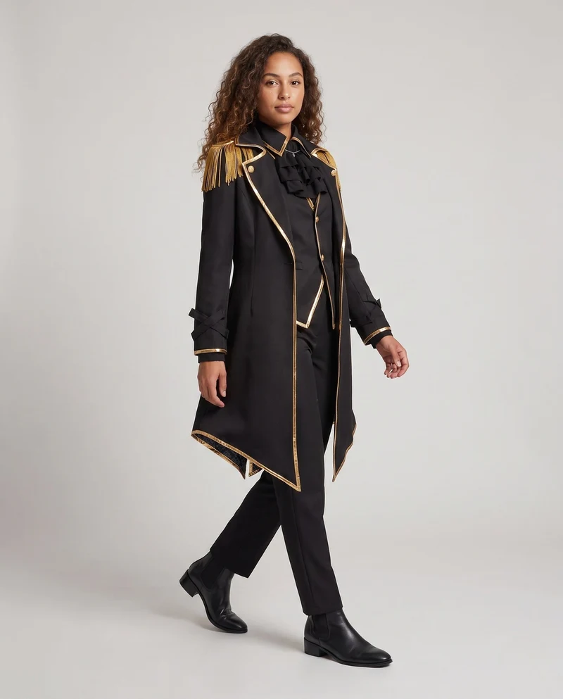 Damen Kostümset mit historisch inspirierter Frackjacke und eleganten Accessoires Drune