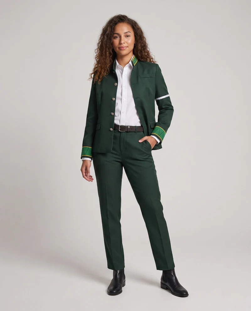 Damen Kostümset mit Jacket, Hose, Hemd und Gürtel Drune