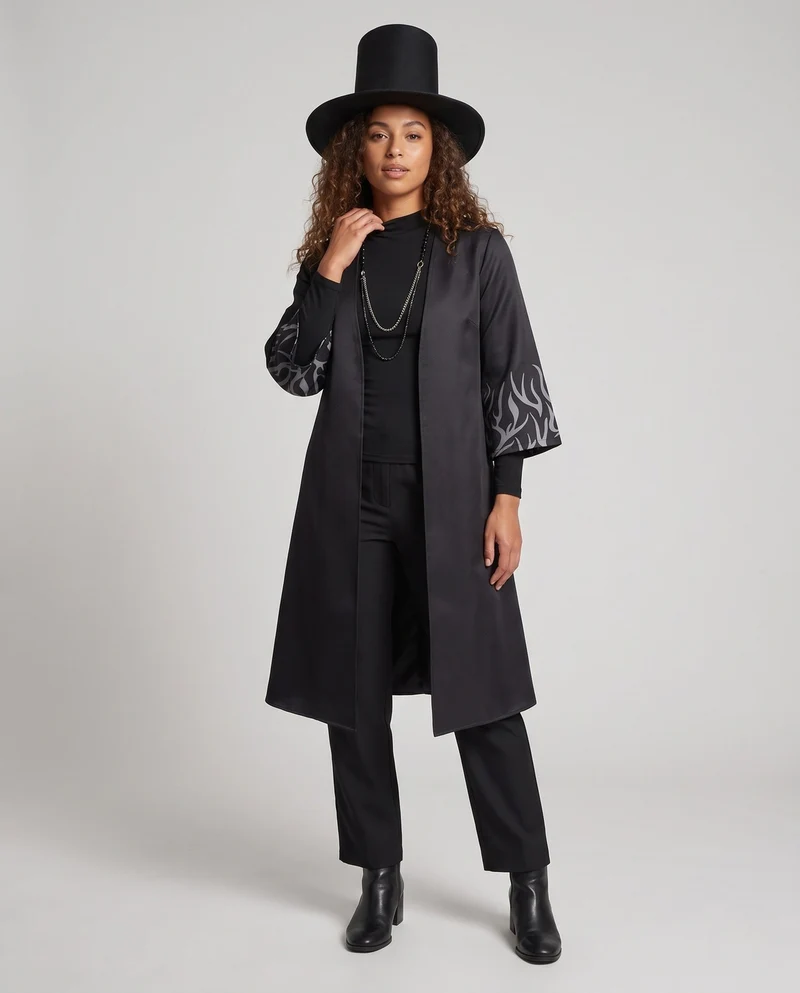 Damen kostümset mit kunstvollem Umhang und stilvollen Accessoires Drune