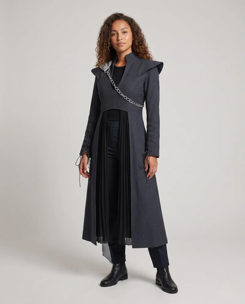Damen lange Designer-Kleid mit einzigartigem Schnitt Drune