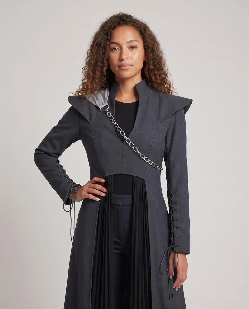 Damen lange Designer-Kleid mit einzigartigem Schnitt Drune