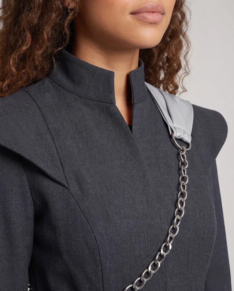 Damen lange Designer-Kleid mit einzigartigem Schnitt Drune