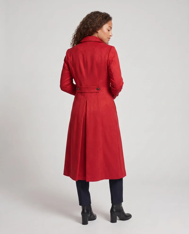 Damen langer Mantel mit kunstvollen Knöpfen und eleganter Silhouette Drune