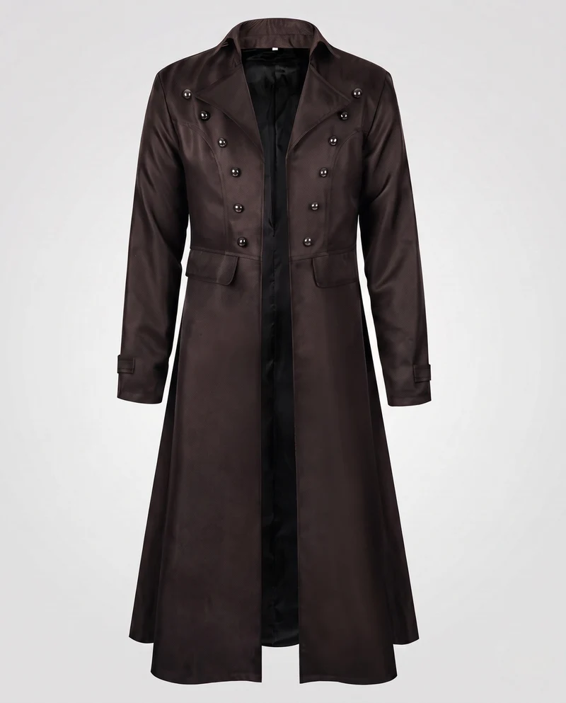 Damen langer Mantel mit kunstvollen Knöpfen und eleganter Silhouette Drune