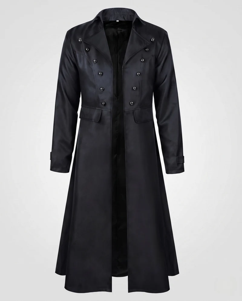 Damen langer Mantel mit kunstvollen Knöpfen und eleganter Silhouette Drune
