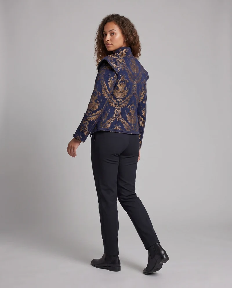Damen Luxuriöse Jacquard-Jacke mit kunstvollen Stickereien Drune