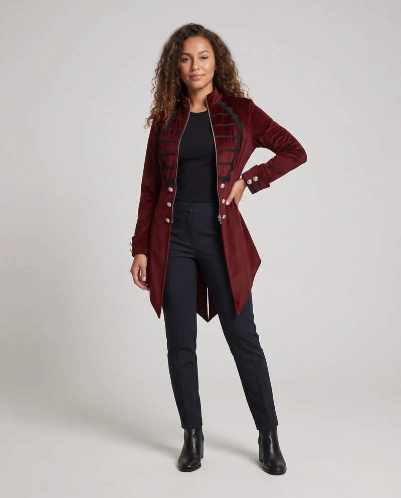 Damen modischer Langzeit-Blazer mit eleganter Frontpartie Drune