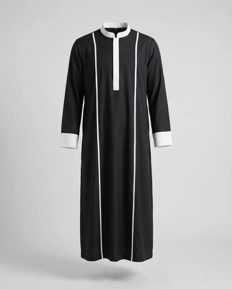 Damen Modischer Midi-Kleid mit charakteristischem Stehkragen und Kontrastdetails Drune