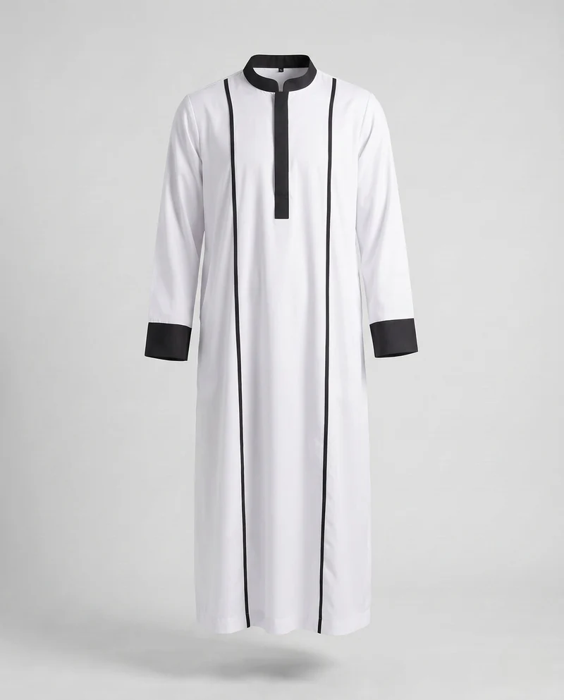 Damen Modischer Midi-Kleid mit charakteristischem Stehkragen und Kontrastdetails Drune