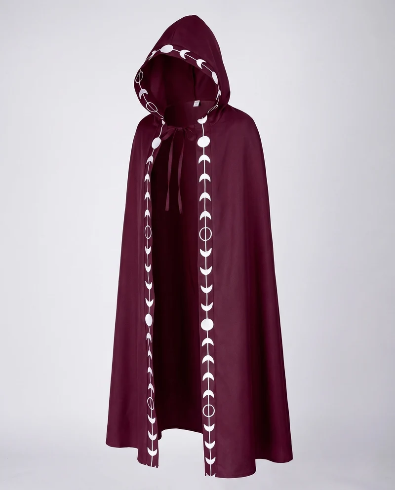 Damen mystischer Kapuzenumhang mit kunstvollem Design und detaillierten Verzierungen Drune