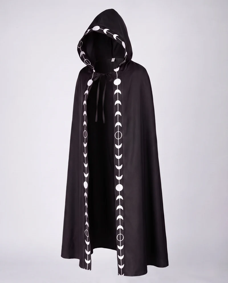 Damen mystischer Kapuzenumhang mit kunstvollem Design und detaillierten Verzierungen Drune