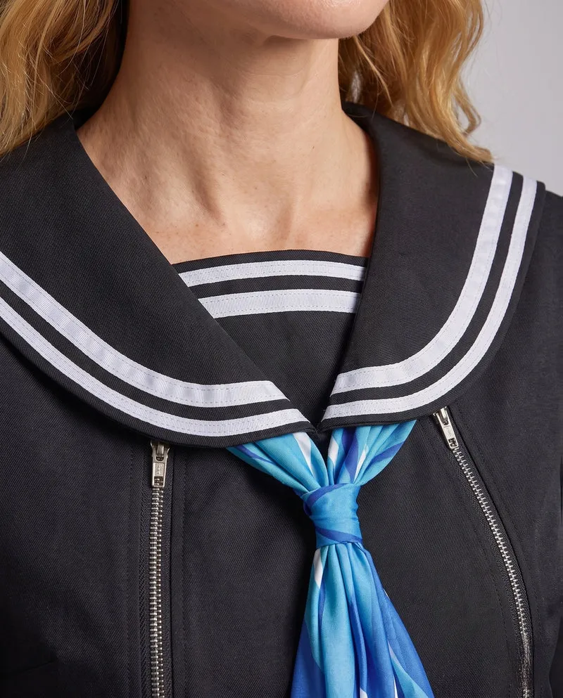 Damen Schuluniform Kostüm-Set mit Bluse, Rock und Halstuch Drune