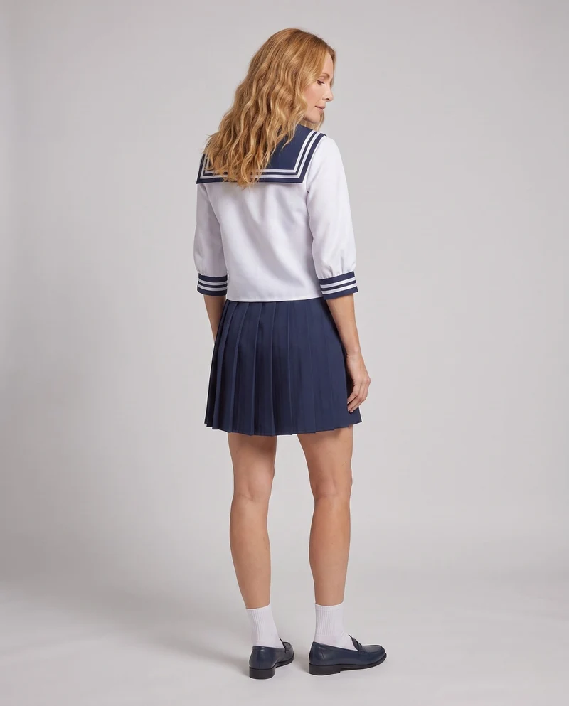 Damen Schuluniform-Kostümset mit Bluse und Faltenrock Drune