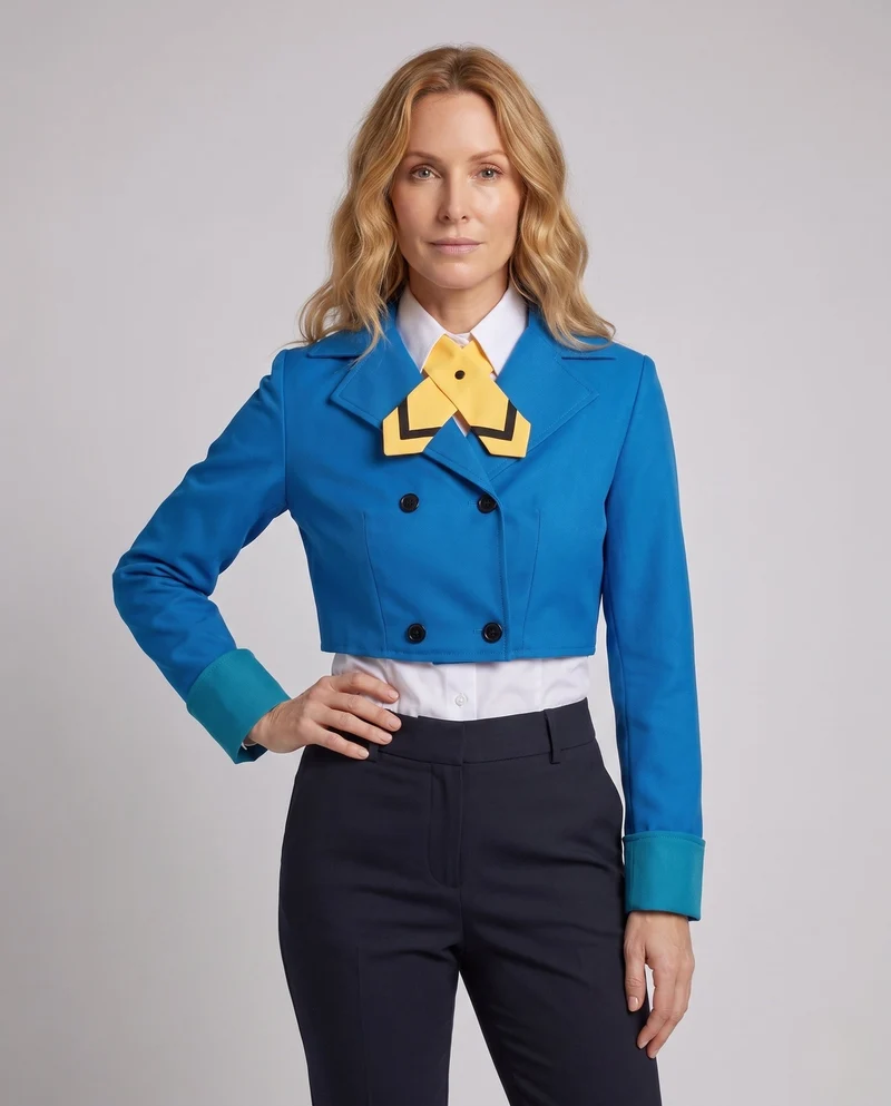 Damen Schuluniform-Kostümset mit stylischem Blazer und Plissee-Rock Drune