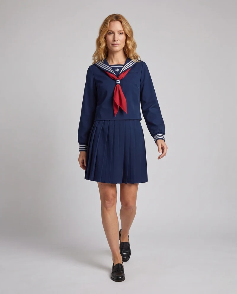 Damen Schuluniform Set mit Maritimen Akzenten Drune